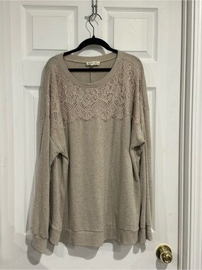 Indigo Rose Anthropologie Lace Scoop Neck Sweater in a Size 3X
